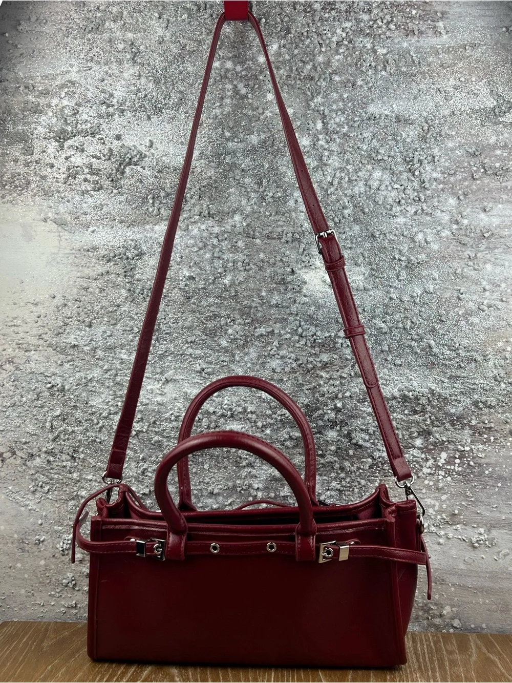 602 Melie Bianco Burgundy Satchel